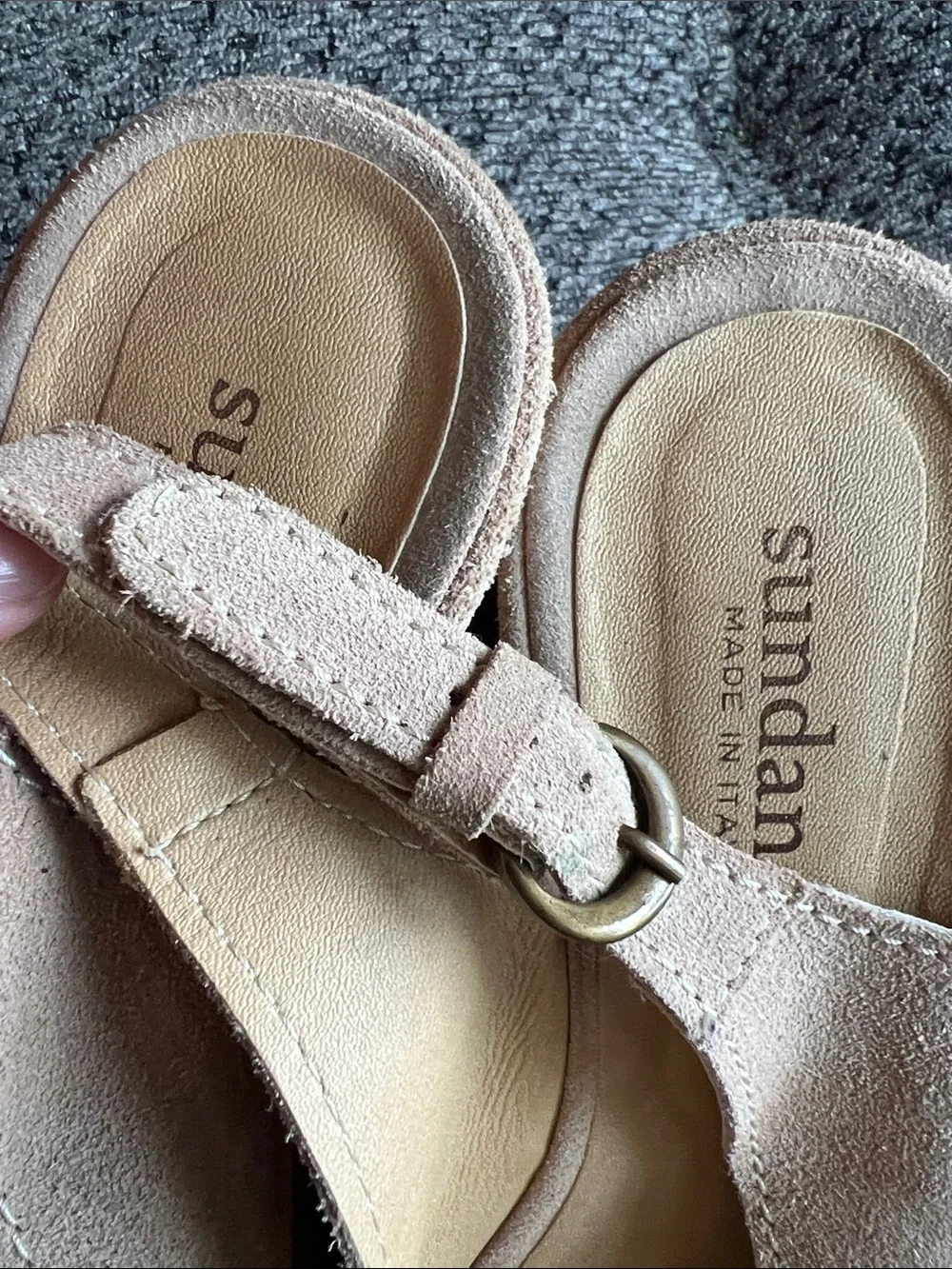 Suede Wedge Sandals in Light Taupe - Women's Platform Heels Sz 39